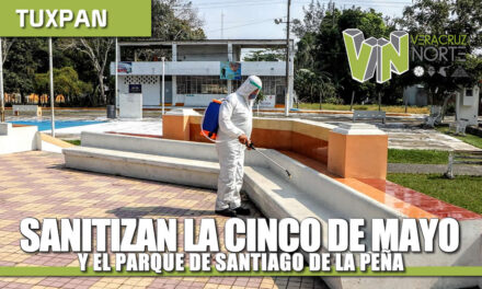 SANITIZAN LA 5 DE MAYO Y EL PARQUE DE SANTIAGO DE LA PEÑA