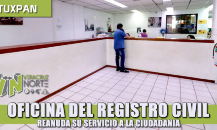 Oficina del registro civil en Tuxpan reanuda servicio a la ciudadanía.