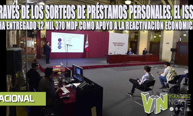 A TRAVÉS DE LOS SORTEOS DE PRÉSTAMOS PERSONALES, EL ISSSTE HA ENTREGADO 12 MIL 370 MDP COMO APOYO A LA REACTIVACIÓN ECONÓMICA