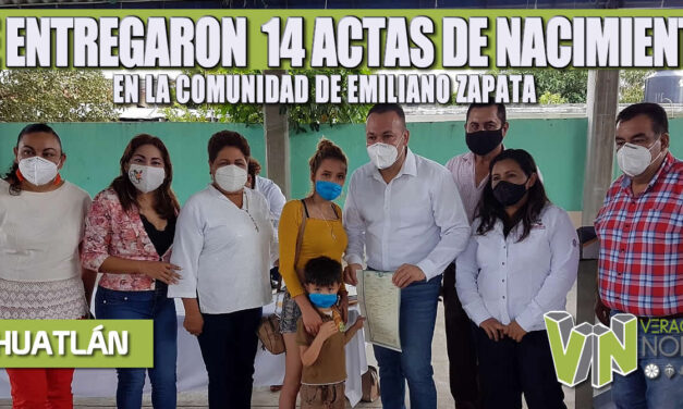 SE ENTREGARON  14 ACTAS DE NACIMIENTO EN LA COMUNIDAD DE EMILIANO ZAPATA