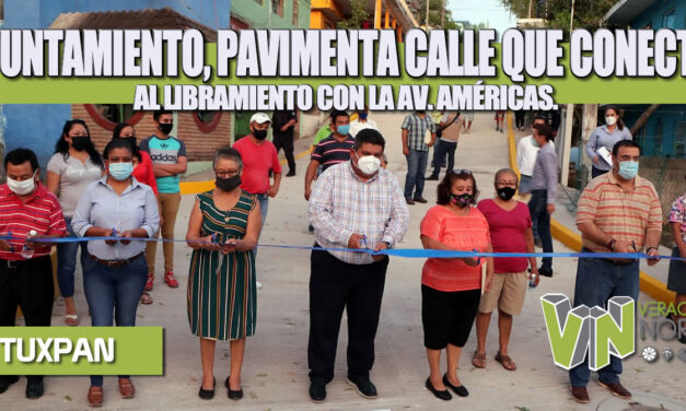 UNA OBRA MÁS DEL GOBIERNO DE TUXPAN, PAVIMENTA CALLE QUE CONECTA AL LIBRAMIENTO CON LA AV. AMÉRICAS.