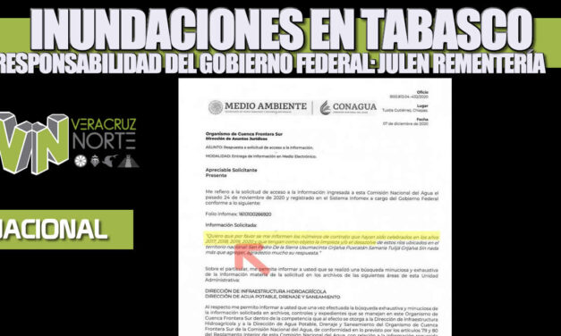 Inundaciones en Tabasco, responsabilidad del gobierno federal: Julen Rementería