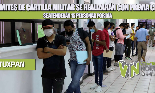 TRÁMITES DE CARTILLA MILITAR SE REALIZARÁN CON PREVIA CITA, SE ATENDERÁN 15 PERSONAS POR DÍA