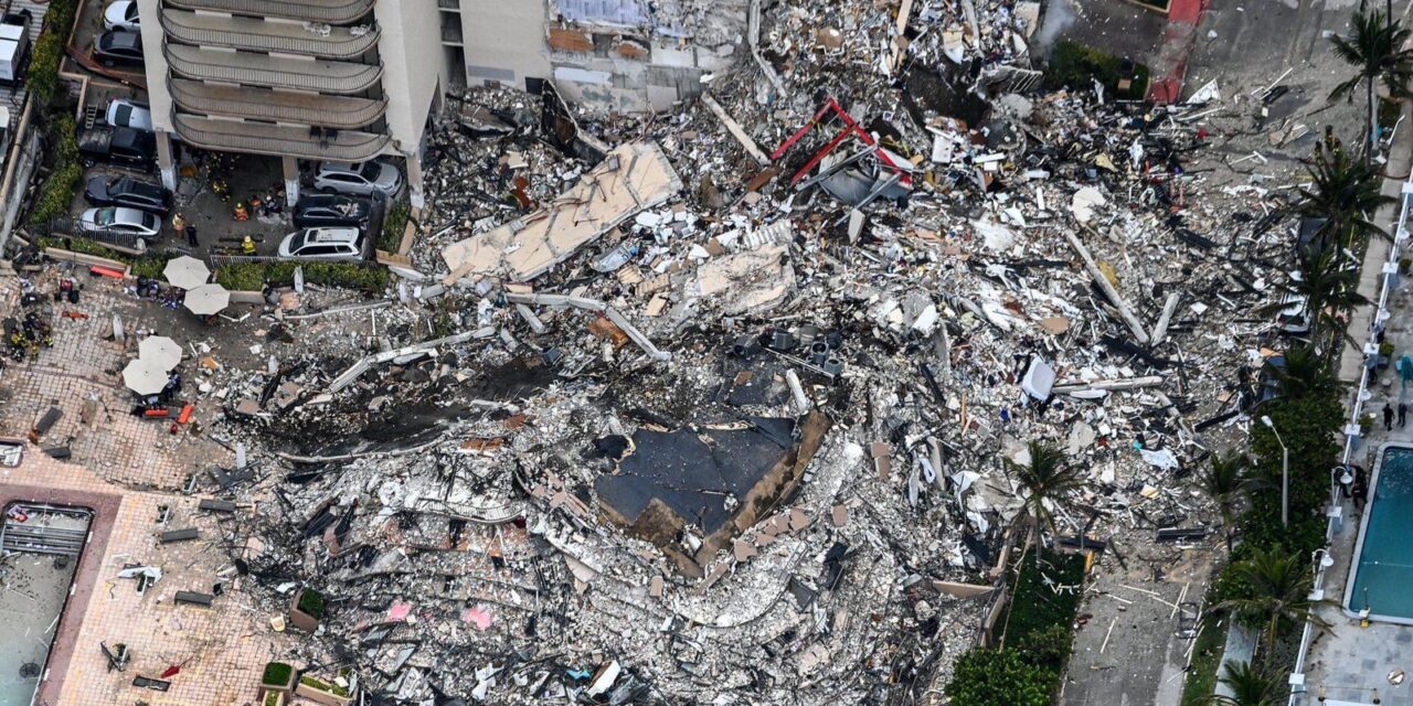 Edificio se derrumba en miami, se registra 1 persona muerta y 100 desaparecidos entre los escombros