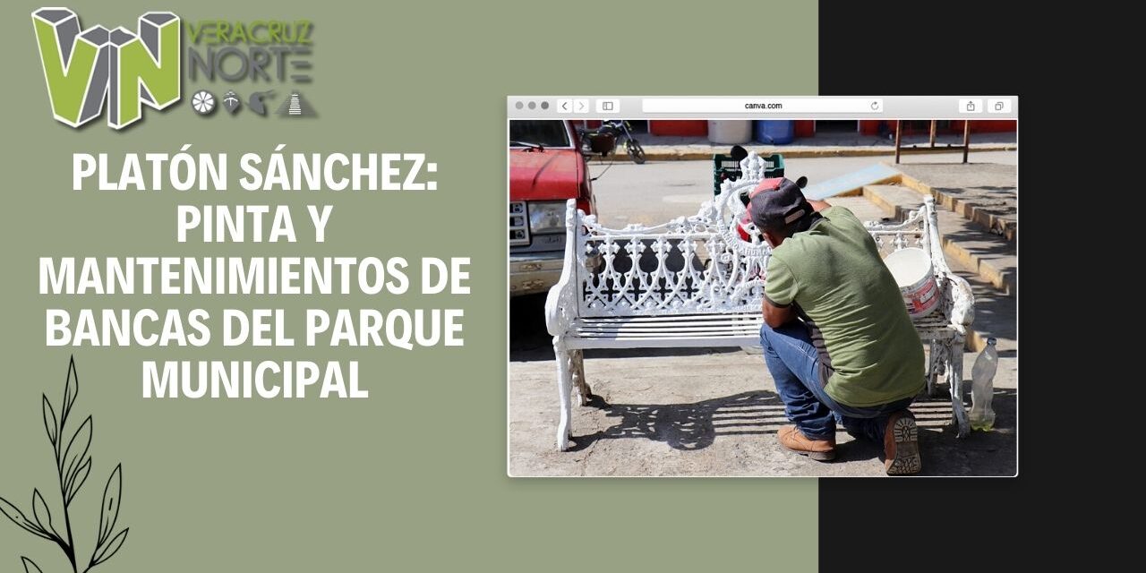 Platón Sánchez: Pinta y mantenimientos de bancas del parque municipal