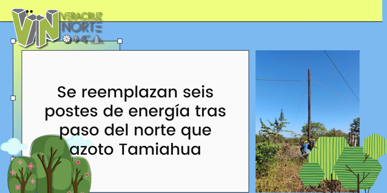 Se reemplazan seis postes de energía tras paso del norte que azoto Tamiahua