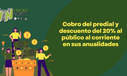 Cobro del predial y descuento del 20% al público al corriente en sus anualidades