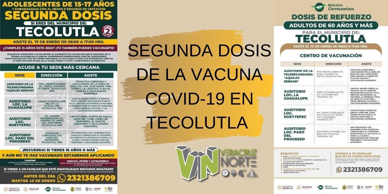 SEGUNDA DOSIS DE LA VACUNA COVID-19 EN TECOLUTLA