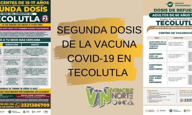 SEGUNDA DOSIS DE LA VACUNA COVID-19 EN TECOLUTLA