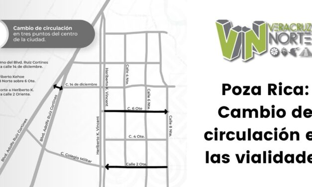 Poza Rica: Cambio de circulación en las vialidades