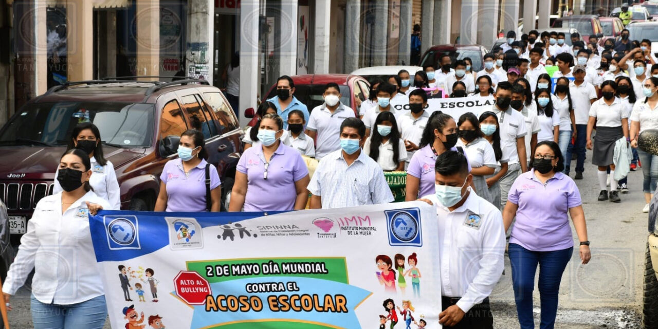 Tantoyuca: Celebran autoridades con marcha y pláticas del Día Mundial contra el Acoso Escolar