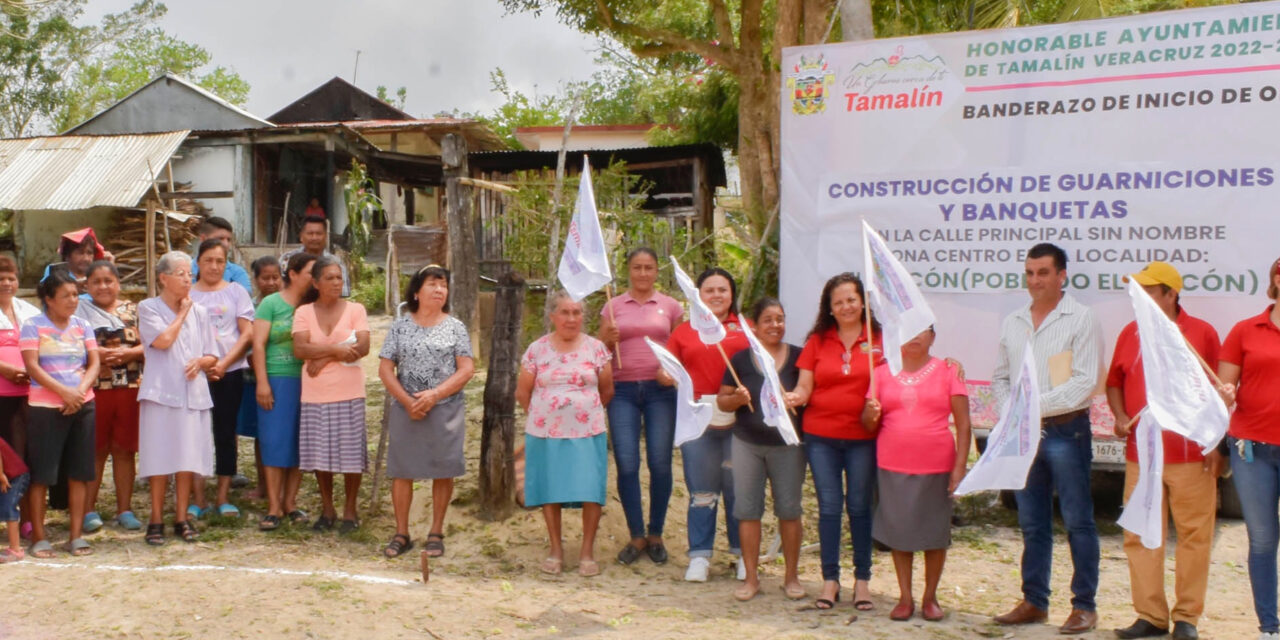 Tamalín: Banderazo a construcción de guarniciones y banquetas en la localidad El Rincón