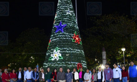 Tantoyuca: Brillante inicio de festividades decembrinas con encendido del Árbol Navideño realizó alcalde JGA