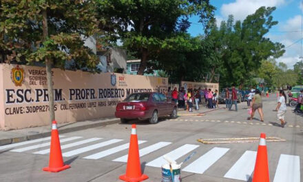 Álamo: Balizamiento de pasos peatonales y delimitación de áreas para personas con capacidades diferentes