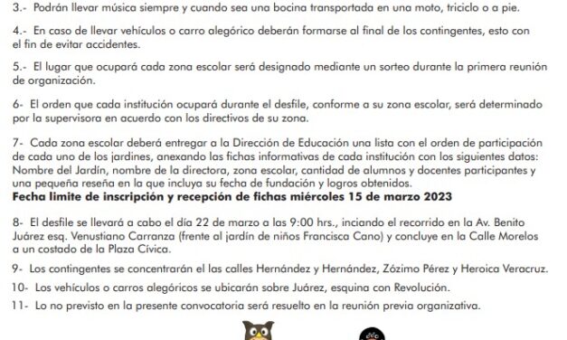 Tuxpan: Convocatoria para el Desfile de Primavera