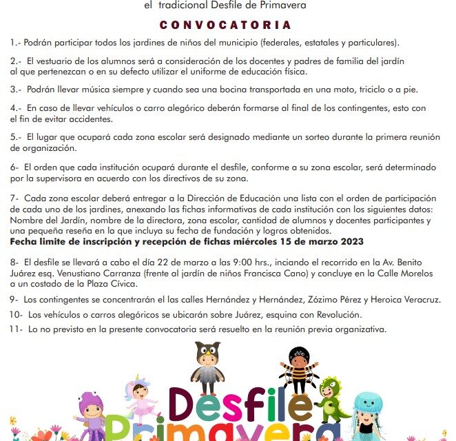 Tuxpan: Convocatoria para el Desfile de Primavera