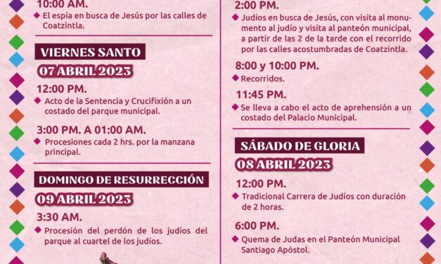 Programa de Actividades de Semana Santa Coatzintla 2023