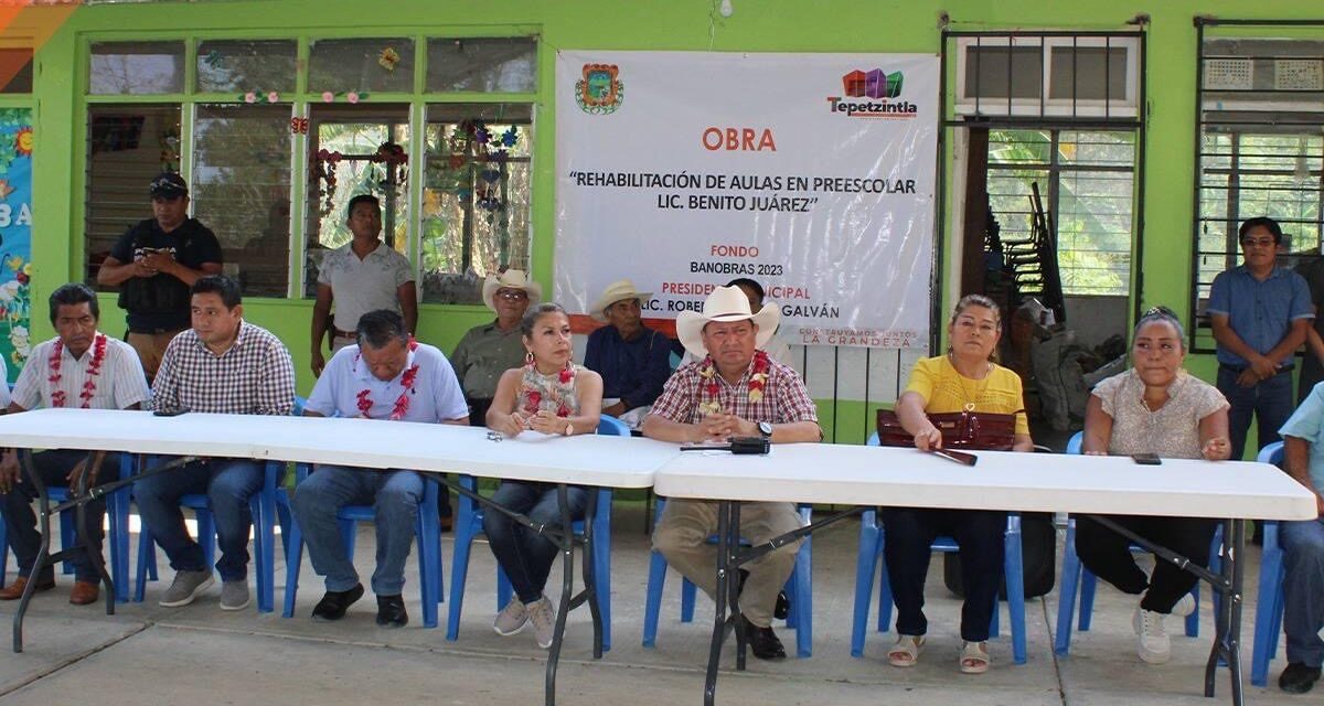 Tepetzintla: Rehabilitación de aulas en preescolar Benito Juárez García de la localidad de Tierra Blanca