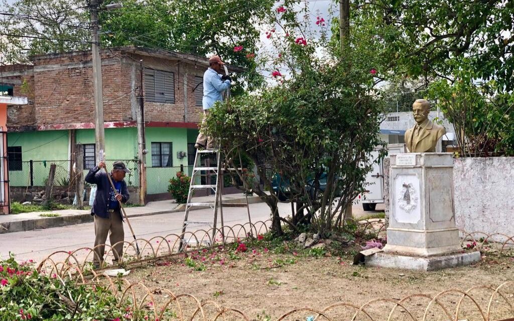 Pánuco: Limpieza de áreas verdes en la cabecera municipal a través de la Dirección de Servicios Básicos y Públicos