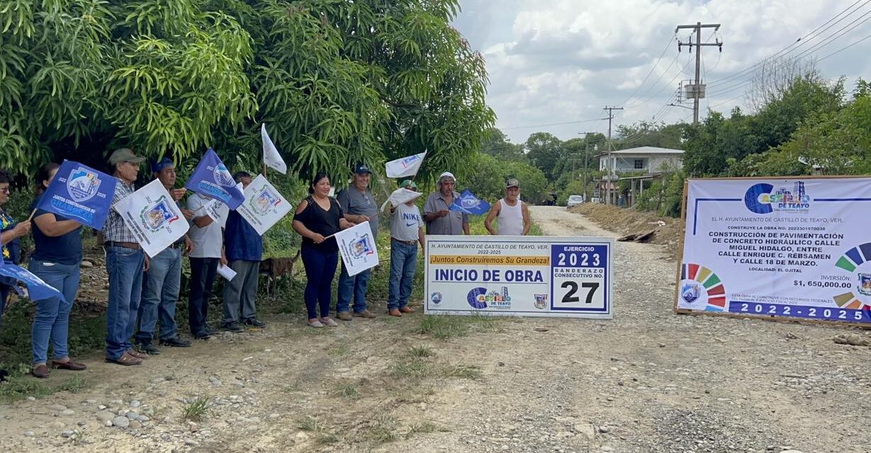 Castillo de Teayo: Se Da el Banderazo de Inicio para la Construcción de Pavimentación en Calle Miguel Hidalgo, El Ojital