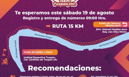 Tuxpan: Todos están invitados a la “Rodada por la Salud 15 Km”, el próximo sábado 19 de agosto
