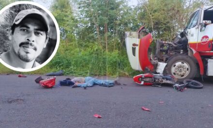 Álamo: Motociclista choca de frente contra camión y muere