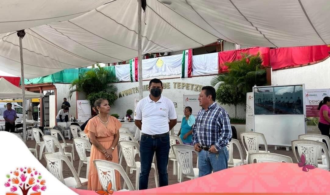 TEPETZINTLA: ALCALDE ROBERTO MIGUEL GALVÁN GESTIONA ATENCION MÉDICA DE PEMEX EN COORDINACIÓN CON EL DIF MUNICIPAL