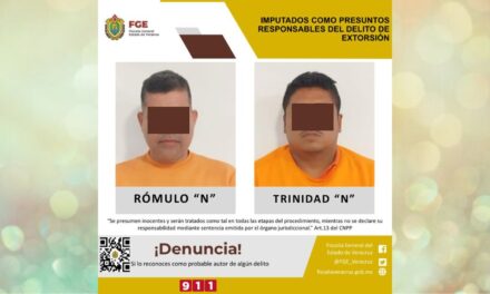 Imputados como presuntos responsables del delito de extorsión en Papantla