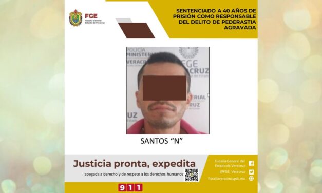 Sentenciado a 40 años de prisión como responsable del delito de pederastia agravada