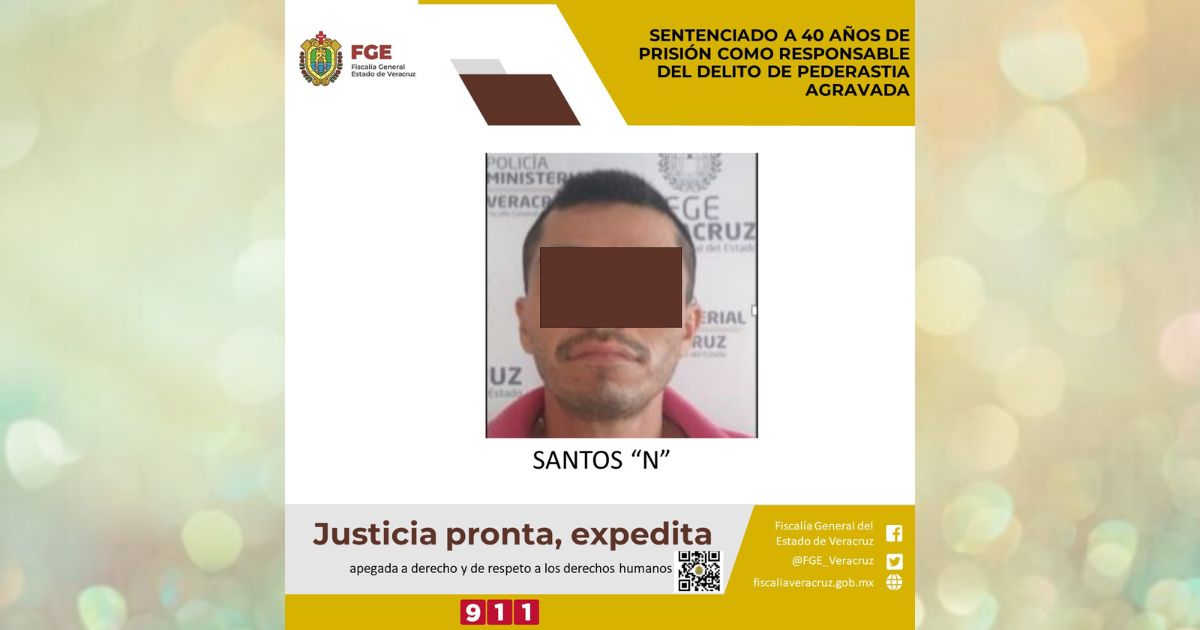 Sentenciado a 40 años de prisión como responsable del delito de pederastia agravada