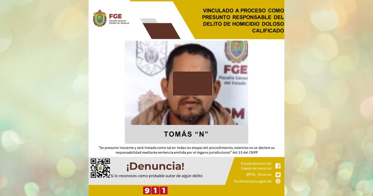 Vinculado a proceso como presunto responsable del delito de homicidio doloso calificado