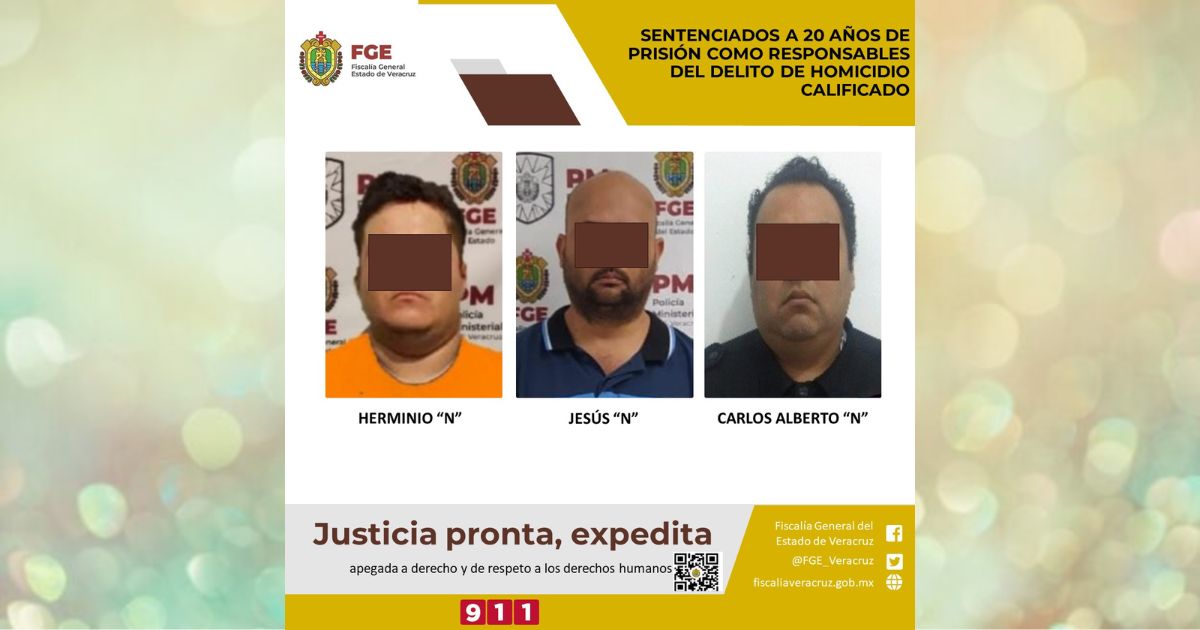 Sentenciados a 20 años de prisión como responsables del delito de homicidio calificado