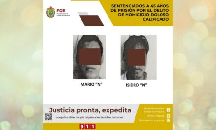 Sentenciados a 45 años de prisión por el delito de homicidio doloso calificado
