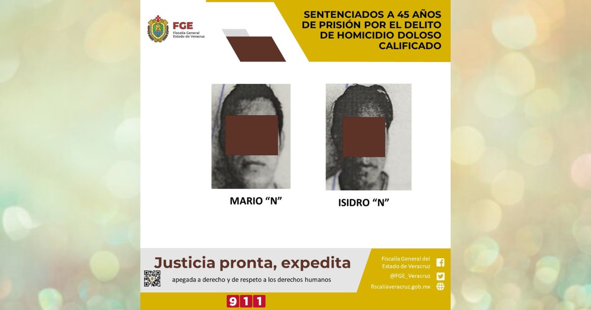 Sentenciados a 45 años de prisión por el delito de homicidio doloso calificado