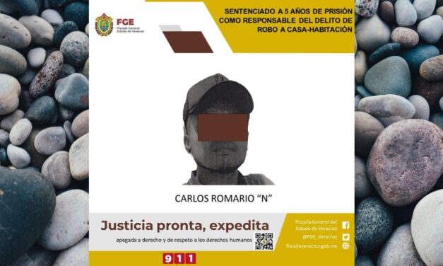 Sentencian a 5 años de prisión a ladrón de casa-habitación en Martínez de la Torre