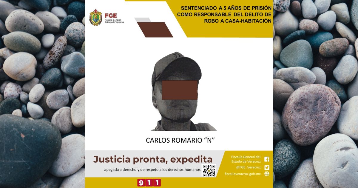 Sentencian a 5 años de prisión a ladrón de casa-habitación en Martínez de la Torre