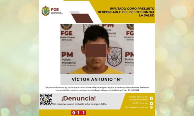 Imputado como presunto responsable del delito contra la salud en Misantla