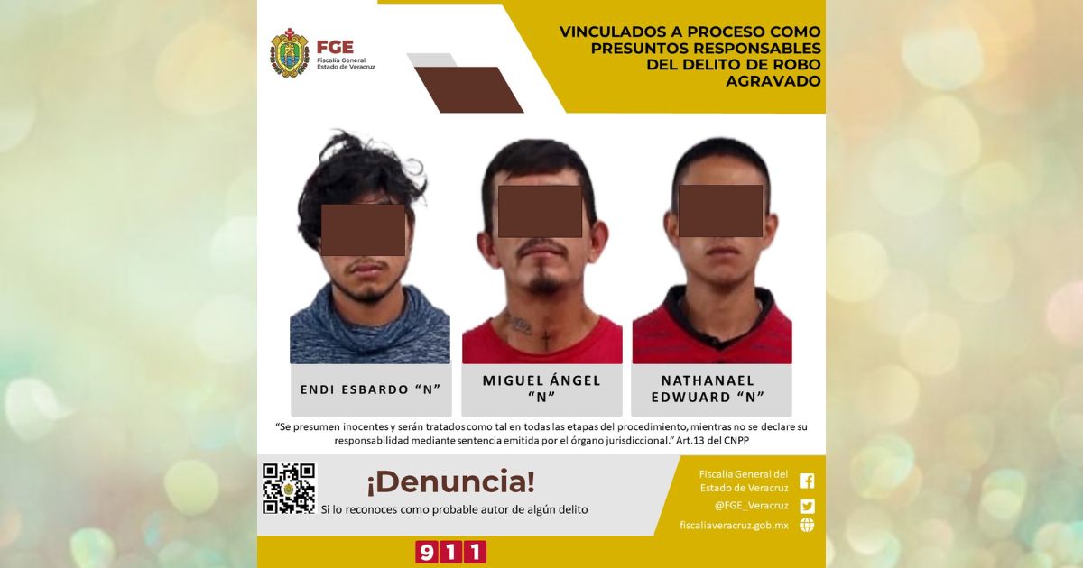 Vinculados a proceso como presuntos responsables del delito de robo agravado