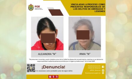 Vinculadas a proceso como presuntas responsables de los delitos de amenazas y lesiones en Misantla