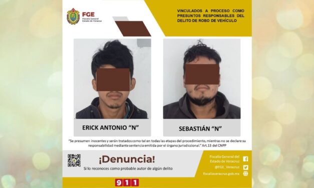 Martínez de la Torre: Vinculados a proceso como presuntos responsables del delito de robo de vehículo