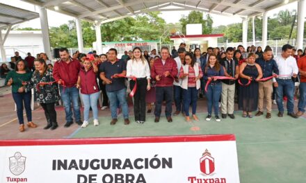 Gobierno de Tuxpan realizó la entrega oficial de la obra “Cancha y Espacios Multideportivos” en la comunidad Ceiba Rica