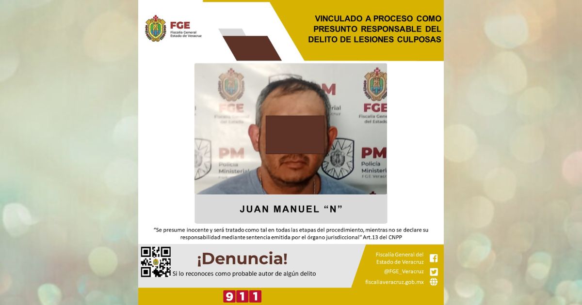 Lo vinculan a proceso en Misantla por el delito de lesiones culposas