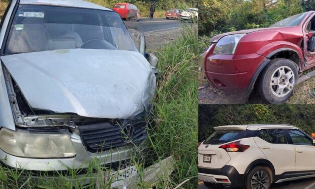 Fuerte choque en la Papantla-Poza Rica: Tres vehículos implicados