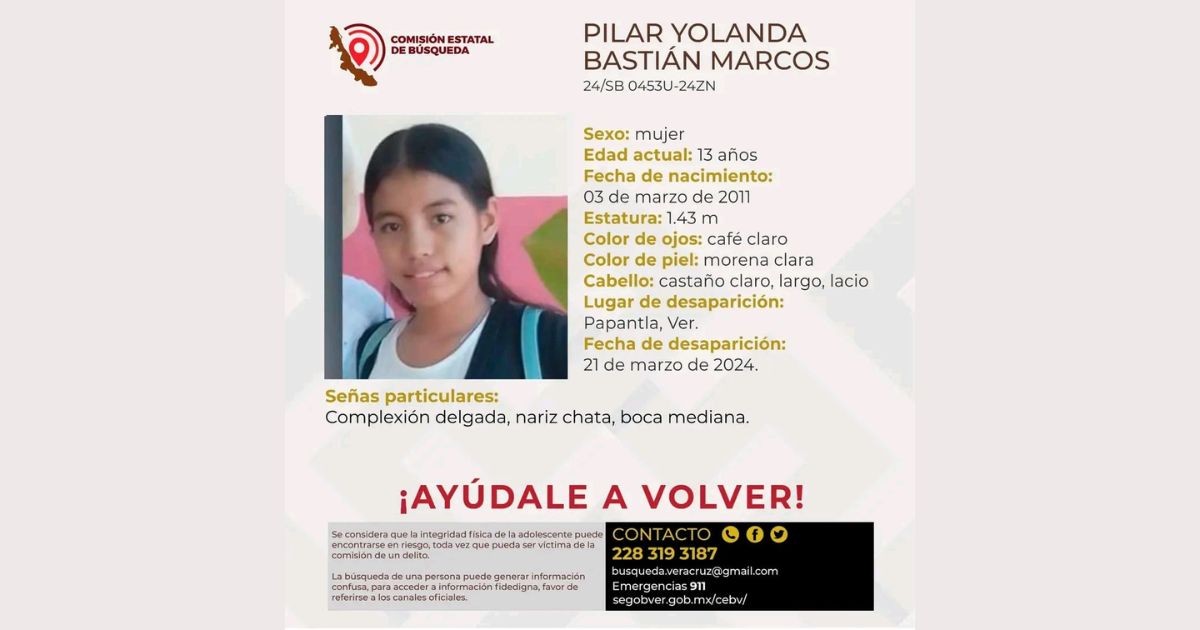 Desaparece menor de edad en Papantla