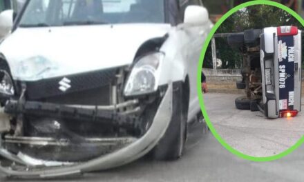 Tecolutla: Patrulla a exceso de velocidad choca y queda volcada