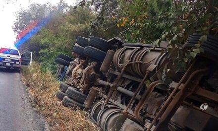 Vuelca tráiler cervecero sobre la carretera Tuxpan- Naranjos