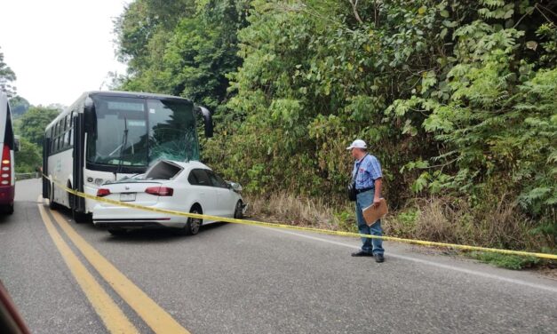 Exceso de velocidad y rebase en curva provoca accidente en la Gutiérrez Zamora-Papantla