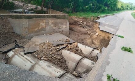 Se forma socavón en la carretera Tempoal-Horcón Potrero