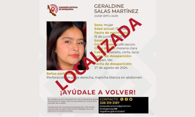 Álamo: Geraldine es localizada sana y salva