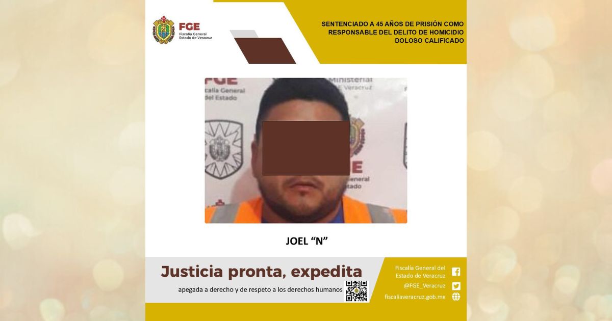 Sentenciado a 45 años de prisión por delito de homicidio doloso en Pueblo Viejo